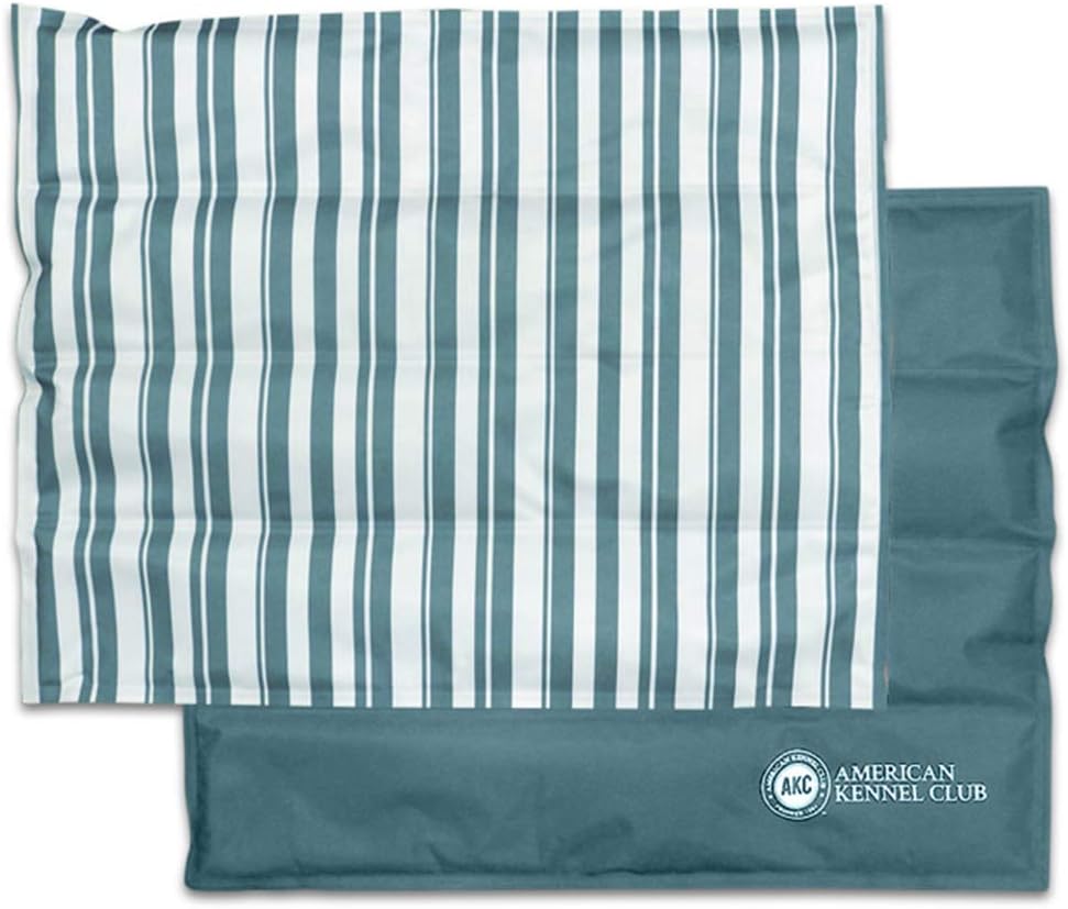 American Kennel Club AKC Large Cooling Mat Pet Bed,Stripe, Green