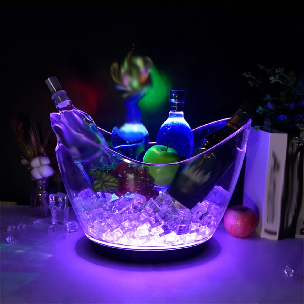 MRKU Secchiello per Ghiaccio Secchiello per Champagne Luminoso Trasparente Bar KTV Secchiello per Ghiaccio Luminoso per Uso Domestico