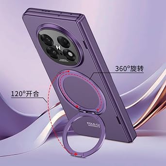 Case for Oppo Find N5, Shock-Resistant and Stylish Case with Built-in Screen Protector, Center Hinge Protection, with Finger Ring Holder (for Find N5,Black)