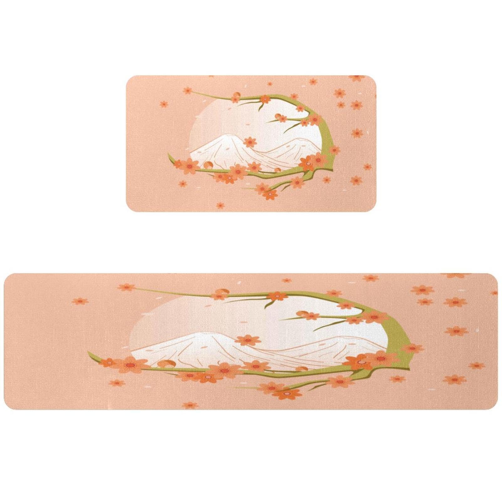 Tapete absorbente para cocina antideslizante VAPOKF lavable con diseño floral juego de 2