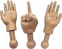 Vista 1 de Tiny Hands - Juguetes novedosos de 4.5 pulgadas Bronceado izquierdo y derecho + mano del dedo medio Marionetas de plástico con palos de sujeción
