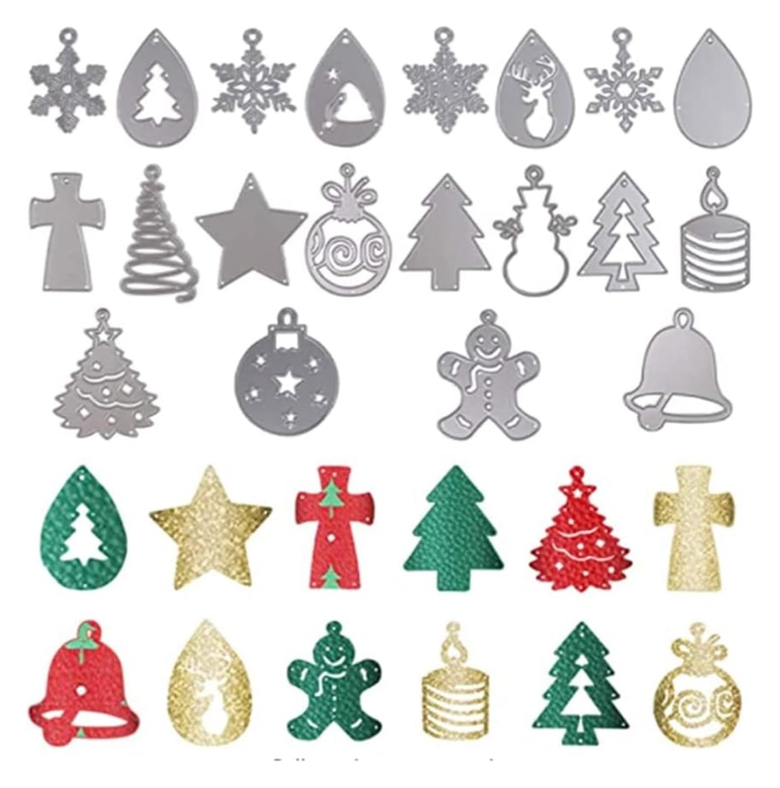 Kit de fabricación de moldes de bricolaje, troqueles de corte, aretes de Navidad, troqueles de corte de metal, plantilla para bricolaje y álbumes de recortes decorativos