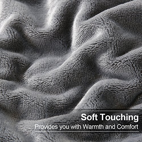 Image of EASELAND Soft Queen Size Blanket All Season Warm Fuzzy Microplush Lightweight Thermal Fleece Blankets for Couch Bed Sofa,90x90 Inches,Gray