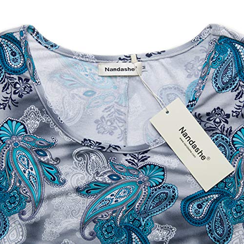 Nandashe Business Office Shirts For Work, Woman 2023 Fashion Casual Woven Crew Neck Wide Hem Tunic Tops For Comapany Holiday Wear Black White Large #TOP2