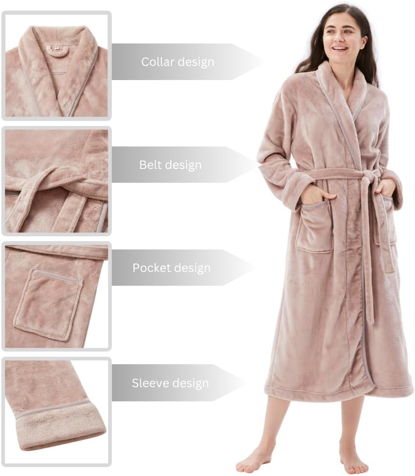 COOVA Premium Robe for Women – Plush Soft Robe, Fluffy, Warm, Long Fleece Bathrobe - Image 5
