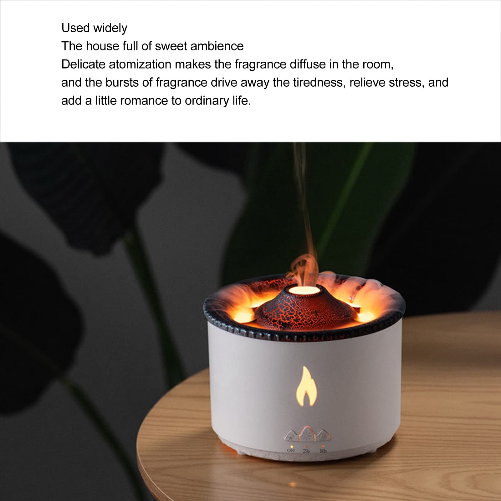 Diffuseur de Flamme Seajelly Humidificateur Atomisant Anneau de Fumée avec Télécommande Fissure Noire Flamme Bleue Bicolore pour Salon Chambre Matériau ABS 300 ML Ultrasons