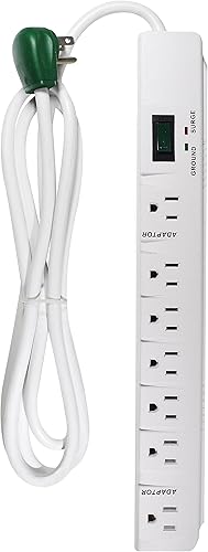 GoGreen Power (GG-17636) Protector de sobretensiones de 7 tomas, 1200 julios, blanco, cable de 6 pies