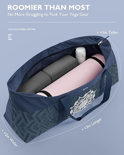 Miniatura 3 de Gonex Bolsa para esterilla de yoga, bolsa de gimnasio de lona extra grande con bolsillo impermeable, cremallera de metal, se adapta a tapetes y