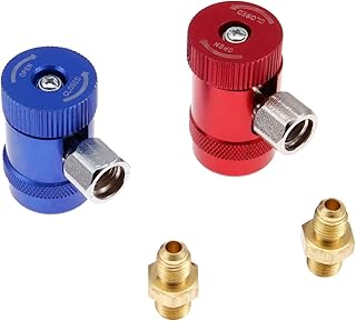 R1234yf Quick Couplers Adapter, High/Low Side R1234yf Manual Couplers Connector Adapters with 1/4" Male Port, AC Hose Fitting Connectors for AC Refrigerants Manifold Gauge Set - 2PCS