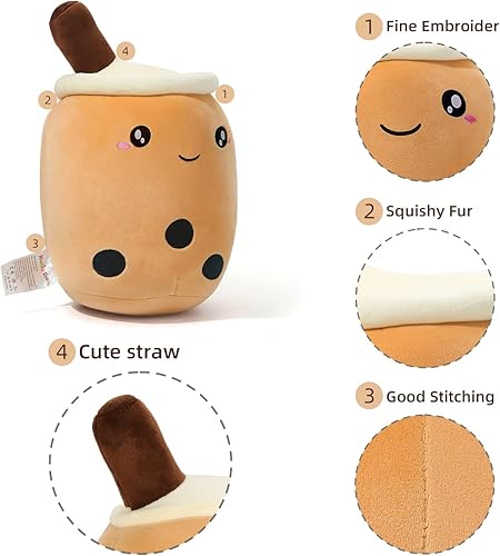 Miniatura 3 de Niuniu Daddy Boba - Peluche de 9.4 pulgadas, diseño de té con burbujas y leche pequeño, peluche suave y blando para niños