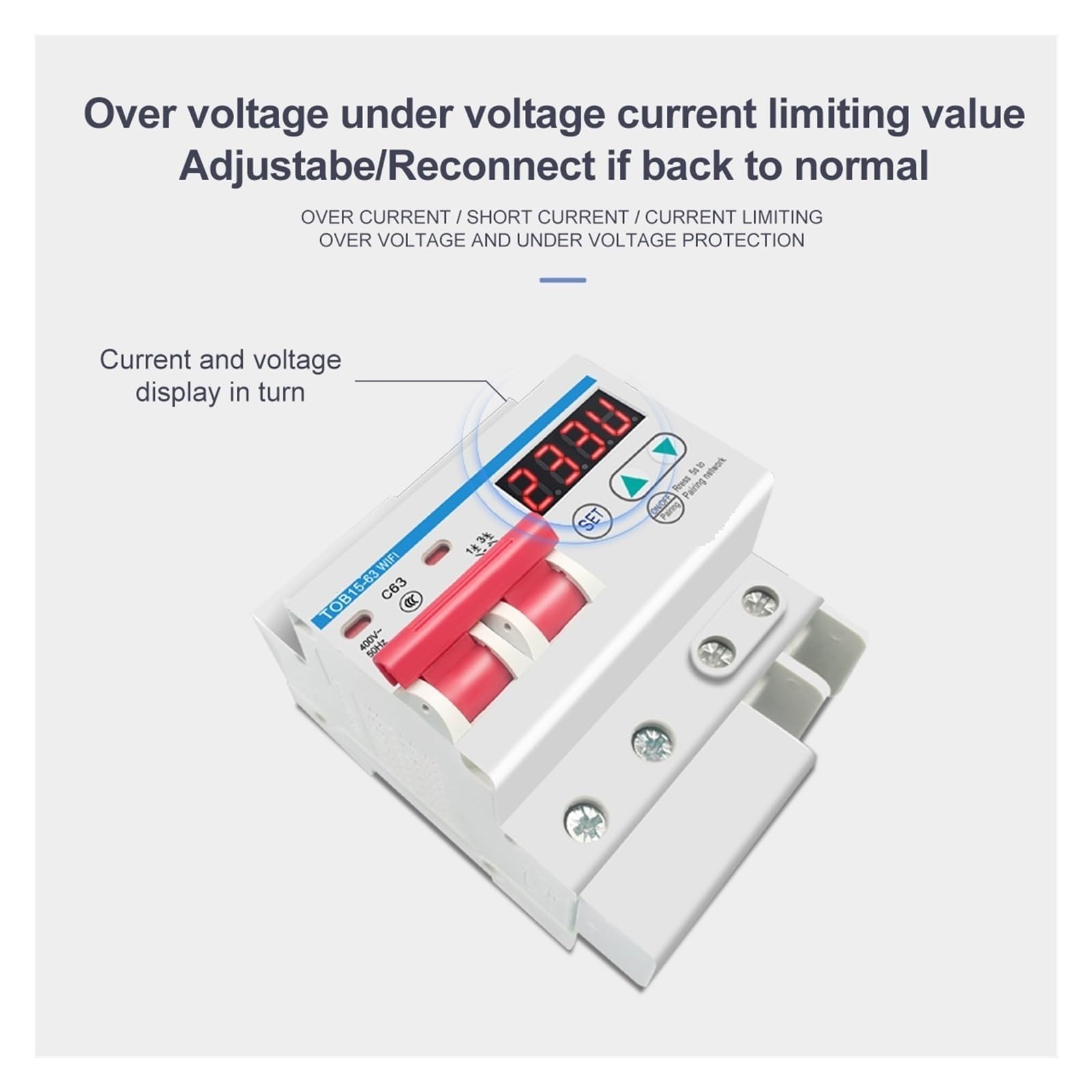 Télécommande De Commutateur Intelligent De Disjoncteur De Rail DIN WiFi par avec Écran LCD De Protection De Courant De Surtension Et De sous-Tension Surveillance de la consommation d'énergie