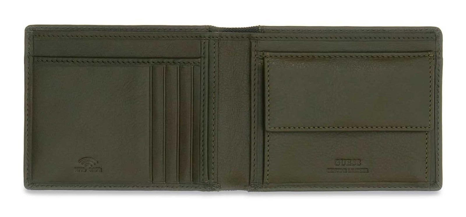GUESS Cuero Monedero Berna Bifold Wallet Military Green Verde Oscuro