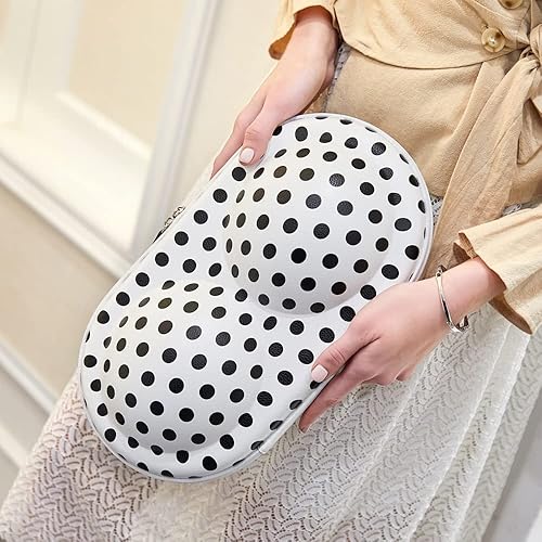 Vista 8 de Estuche para sujetador de lencería de alta calidad, bolsa de viaje con cremallera, bolsa organizadora para copa A-C (lunares negros)