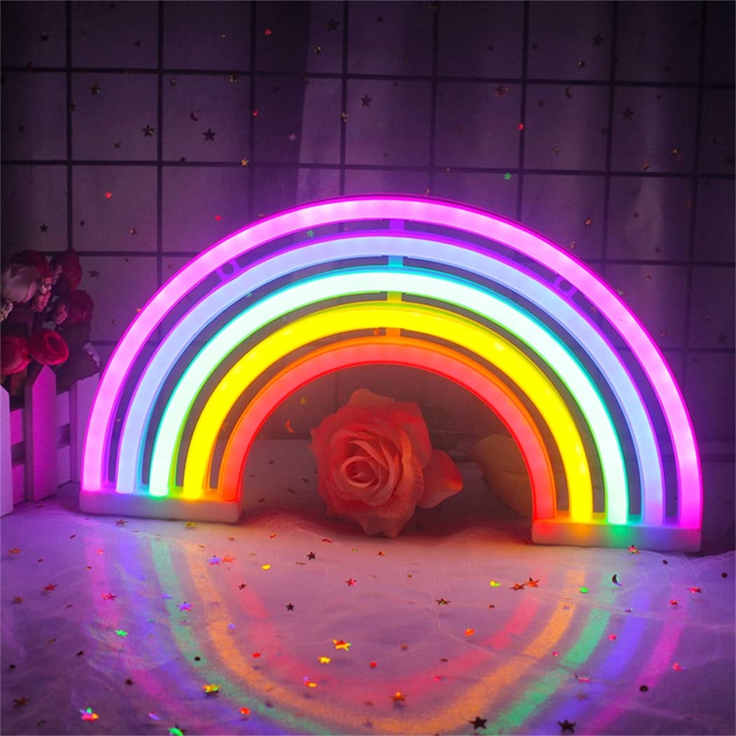 Letreros de neón Rainbow Night Light USB o Alimentado por batería para la habitación de los niños Lámparas de Noche Dormitorio de Las niñas Colgando en la Pared Decoración del Partido