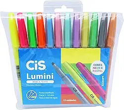 Marca Texto Lumini, CIS, 56.9801, Multicor, Estojo com 12 unidades (7 Cores Pastel e 5 Neon)