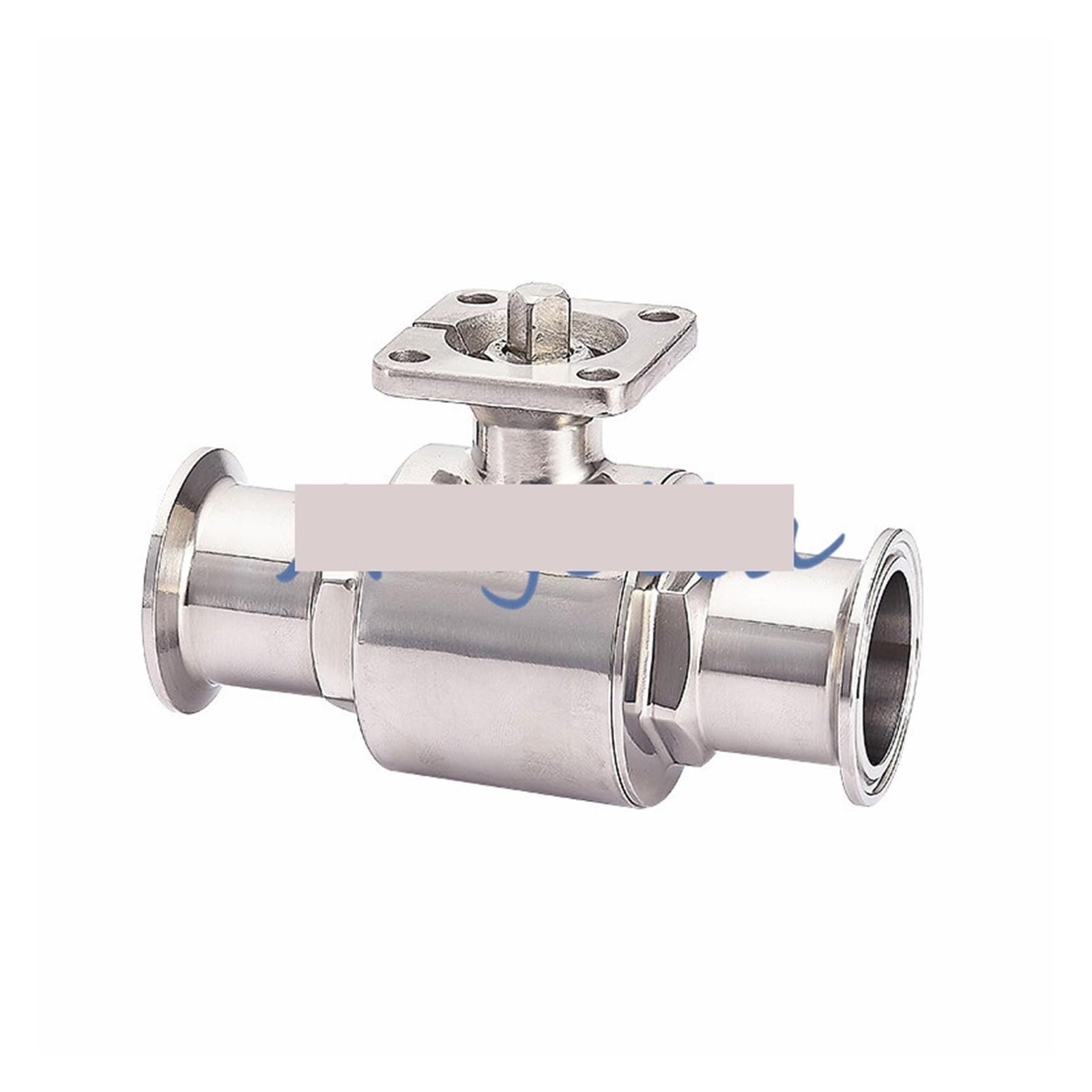 2" Stainless Steel 304 Clamp OD 64MM Straight Sanitary Ball Valve With Actuator Base