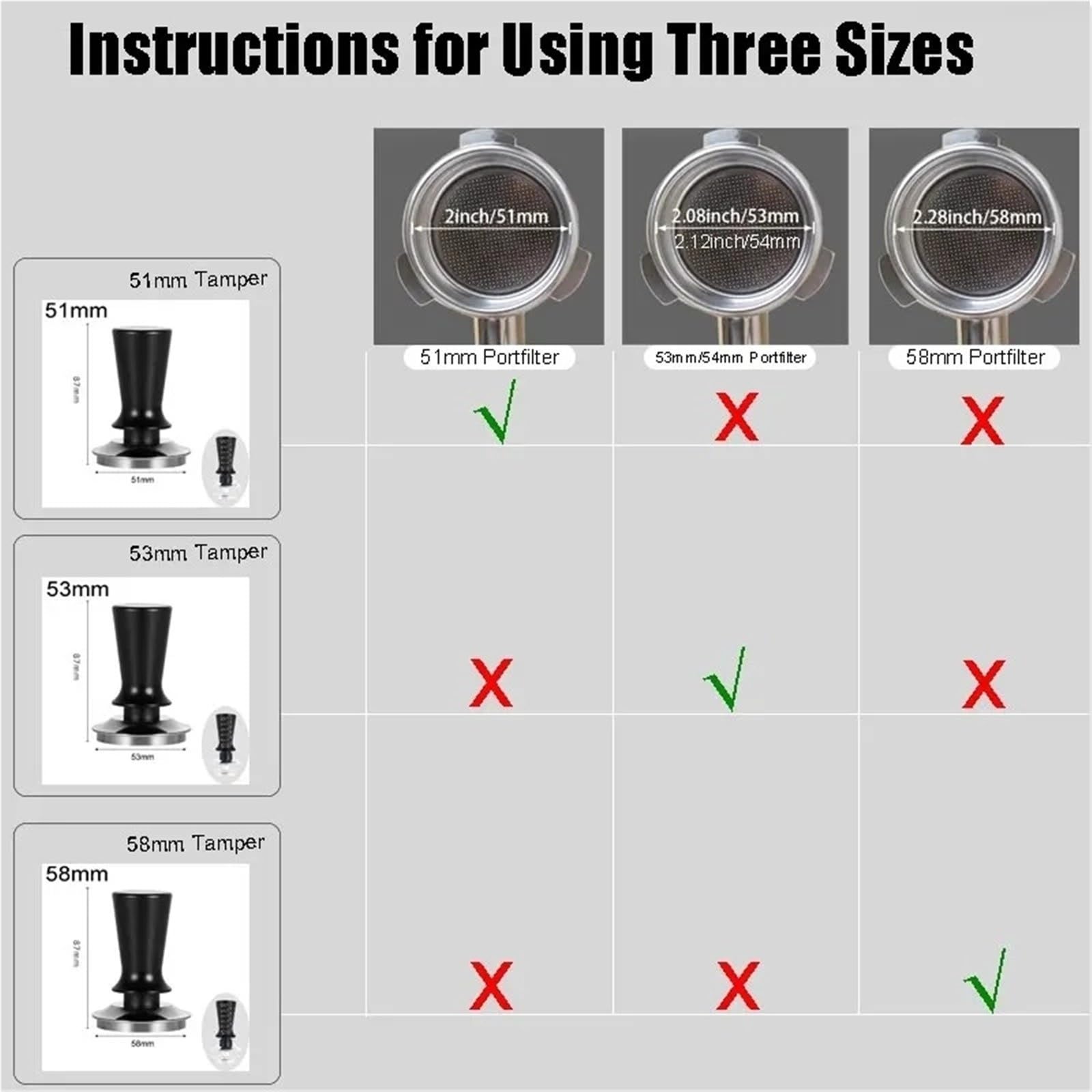51 53 58mm Tamper Calibrato Molla, Compatibile Con Delonghi Breville