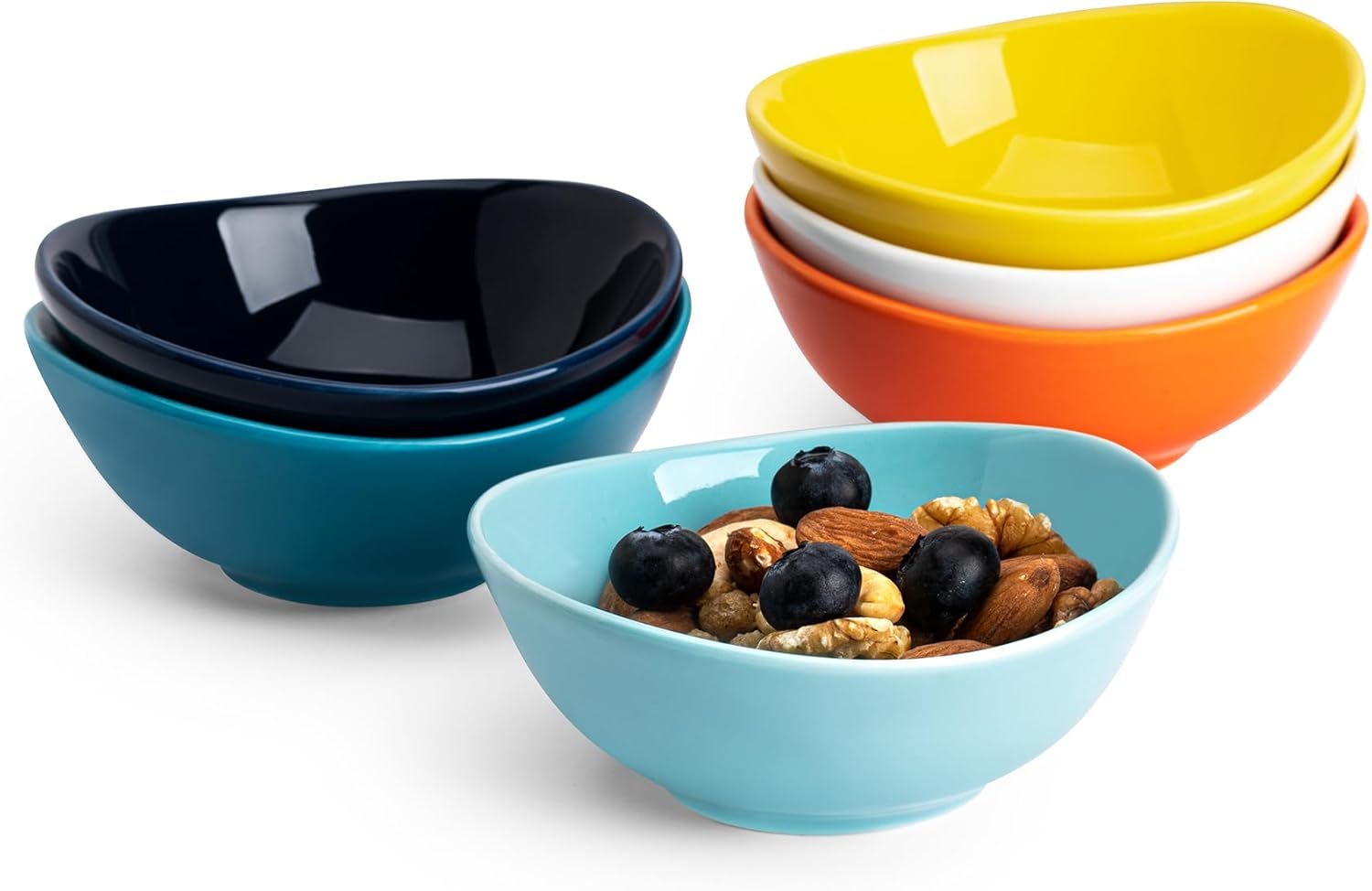 Sweese 4 Inch Porcelain Small 4 oz Bowls for Sauce | Charcuterie | Dipping | Snack | Condiment | Side Dishes Set of 6 - Microwave, Dishwasher and Oven Safe - Hot Assorted Color