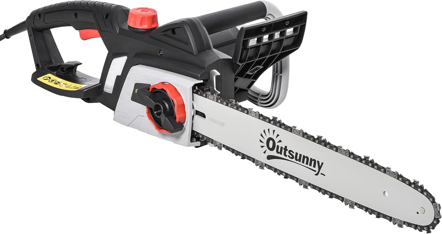 Outsunny 1600W Electric Chainsaw with Double Brake, ToolFree Chain