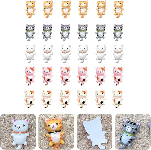 Miniatura 3 de STOBOK 100 adornos adorables, modelo de espalda plana, joyería, álbum de recortes, decoración de gato pequeño, decoración de decoración artesanal