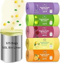 Bargain House Fragrance Bin Liners 5 Rolls 50 Litre, Counts 125 Bin Bags With Tie Handles Prevent Odours, Plastic Small Pedal trash Bags, Leakproof Plastic Bags for Bathroom Office, Kitchen Desk