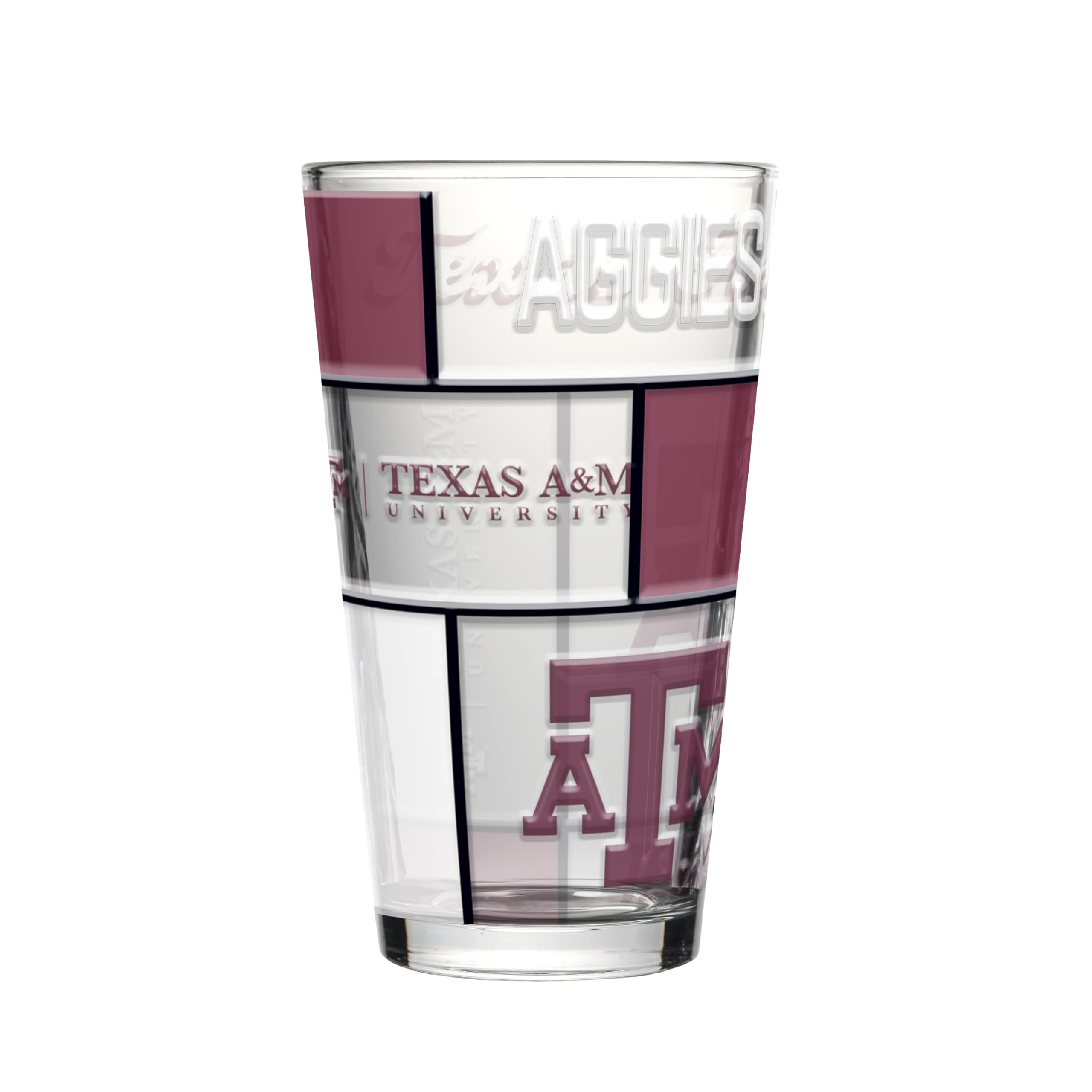 Logo Brands NCAA oz Stained Glass Pint Glass - 3D Embossed Logo &amp; Bold Team Colors – Durable Sports Fan Beer Glass for Home, Bar &amp; Tailgates