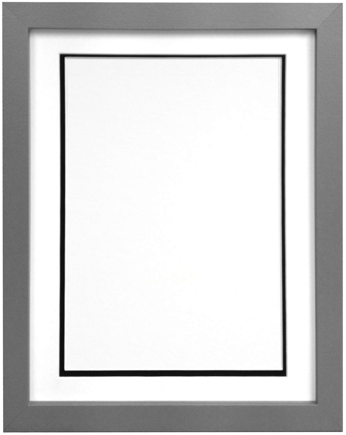 Frames By Post Silver H7 Picture Photo Frame With White And Black Double Mount 14"X11" For Pic Size A4