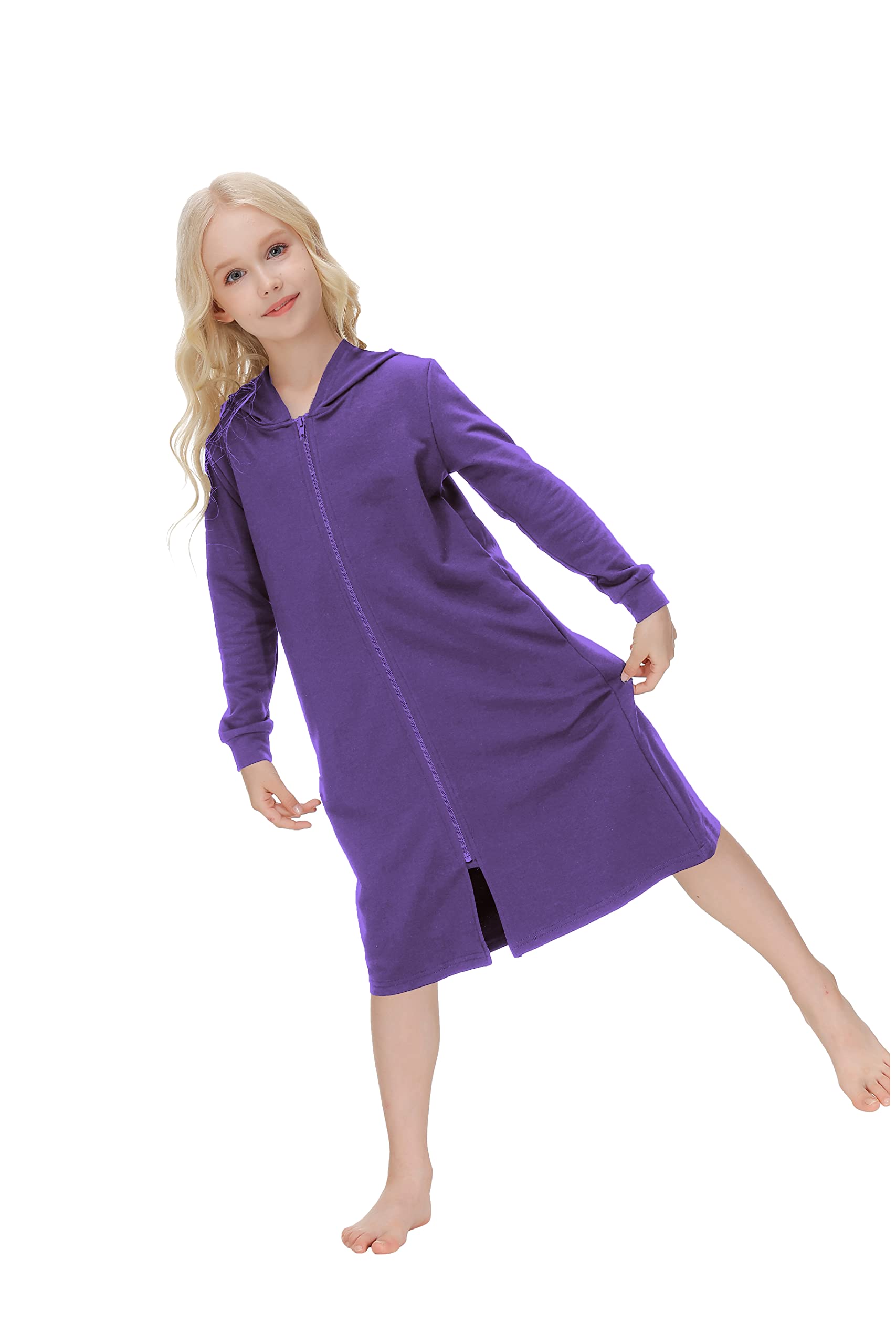 Verve Jelly Kinder Bademantel mit Kapuze Vertuschung Reißverschluss Robe weicher Pyjama Baby Kleinkind Kleid Bademantel Junge Kinder Mädchen Nachtwäsche Homewear