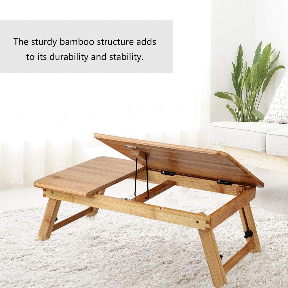 Zopsc Bamboo Laptop Stand Holder, Foldable Lightweight Laptop Table for Bed or Sofa (50 * 30 without drawer), Zopsc4citybxp72-01