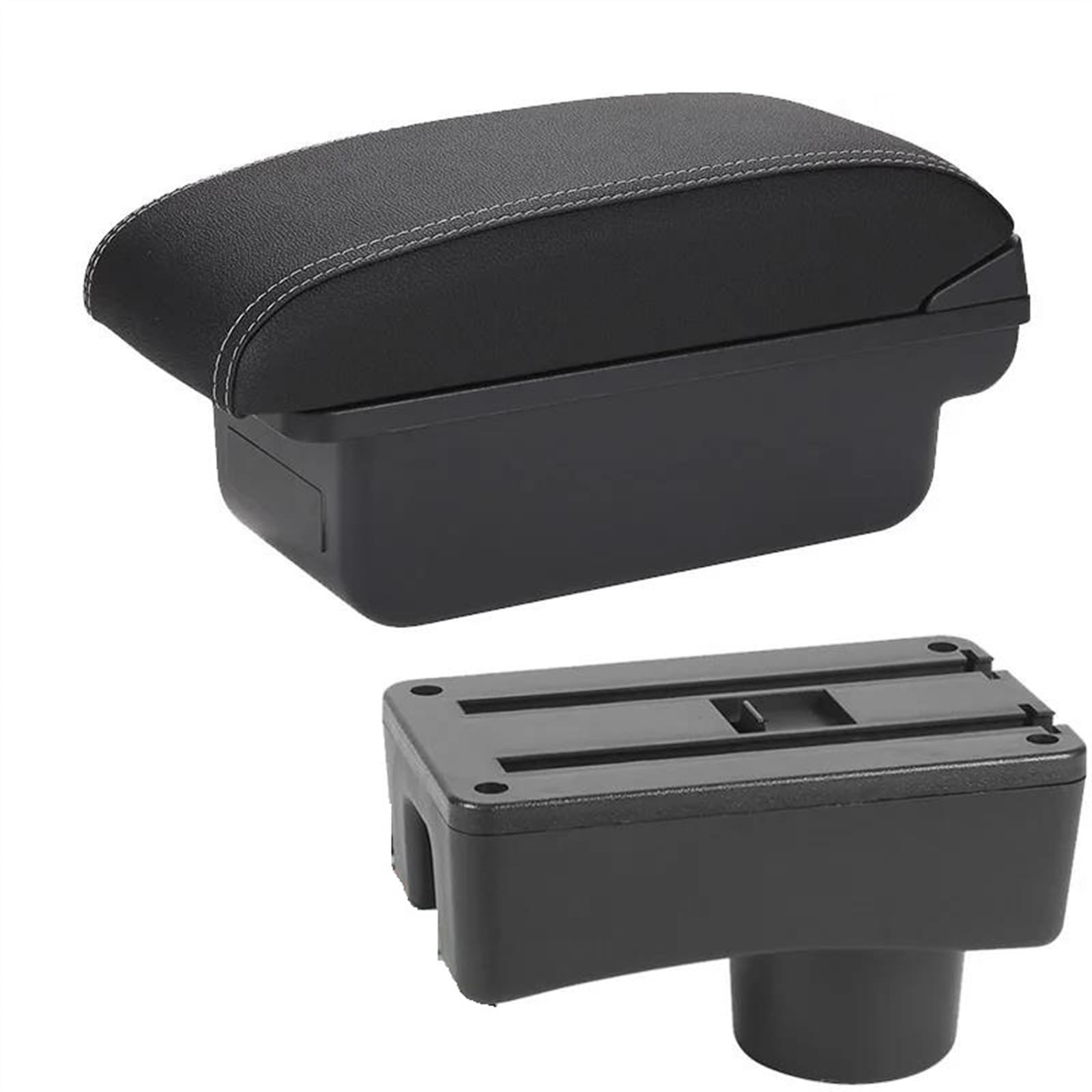 NOHEEU Armrest Box With Multifunctional Support PU Upholstered Car Interior Modification Accessories For Accent For Tagaz(C3 Black white NO USB)