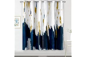 Stunning Navy Blue and Yellow Art Grommet Curtains: Transform Your Home Decor