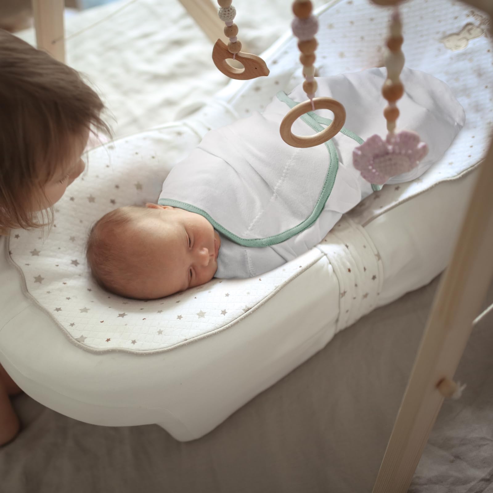 GLLQUEN BABY Baby Swaddle Wraps for 0-3 Months Newborn,Oeko-tex100,100% Breathable Organic Cotton Fabric Swadding Blankets,3 Pack (Greyish Green) - Image 2