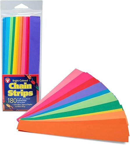 Vista 3 de Mighty Bright - Tiras de cadena de papel, 1 x 8 pulgadas, 180 unidades, varios