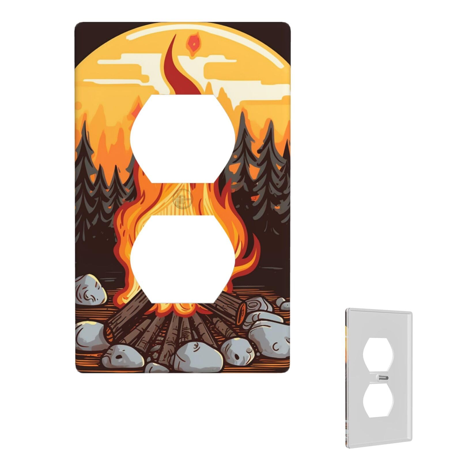 1-Gang Decorator Wall Plate Bonfire Light Switch Cover Single Gang Receptacle Wall Plate Standard Size 4.5" x 2.76" Wallplate Unbreakable Polycarbonate Outlet Faceplates Cover