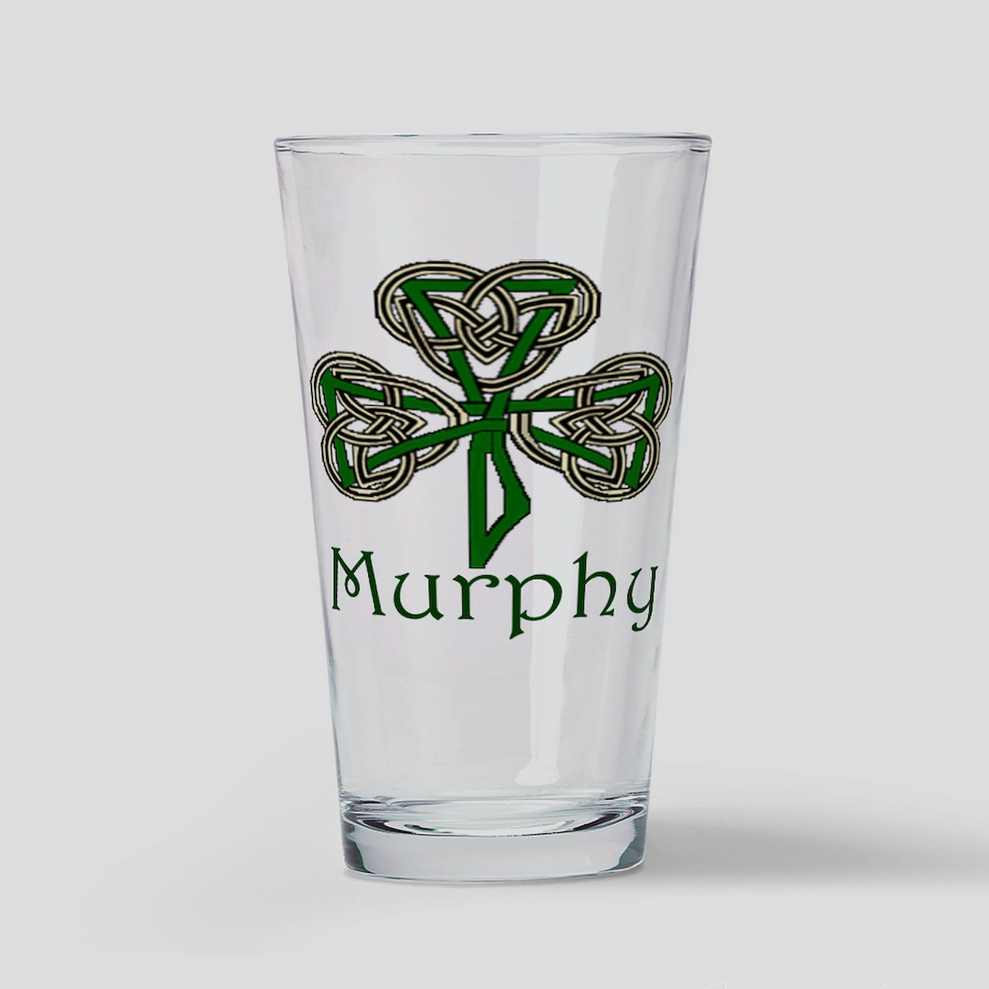 CafePress Murphy Shamrock Pint Glass Pint Glass, 16 oz. Drinking Glass