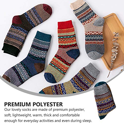 5 Pares de Meias de Inverno Femininas Meias Quentes de Lã de Malha Grossa Meia para Homens Mulheres