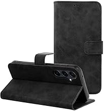 MOELECTRONIX Tasche passend für Samsung Galaxy A05s | Hülle mit Karten und Notizfach | Buch Flip Klapp Schutz Case Schutzhülle BTV SCHWARZ