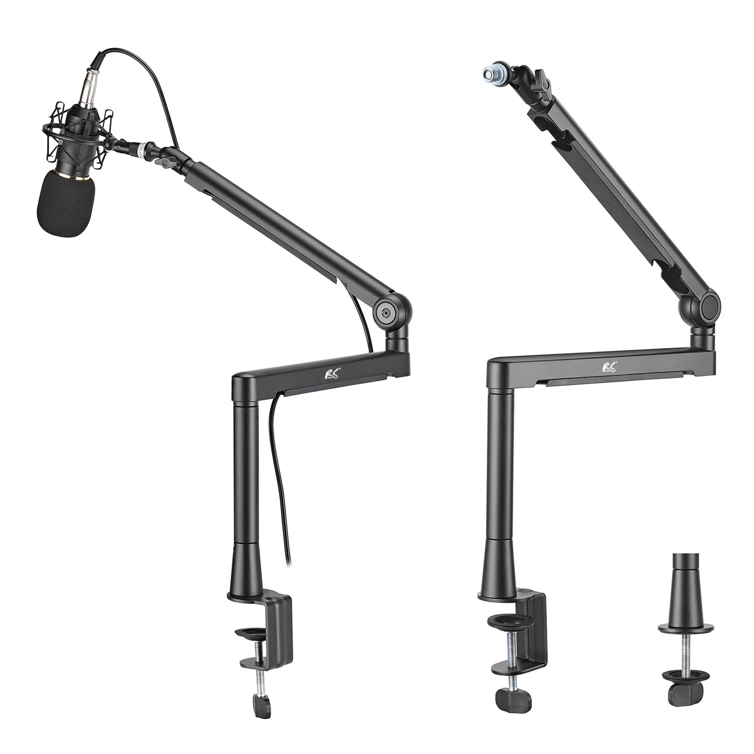 RS471 Supporto microfono Braccio Universale per asta Microfonica Rotazione 360 gradi Altezza regolabile per Studio Streaming Uso Professionale