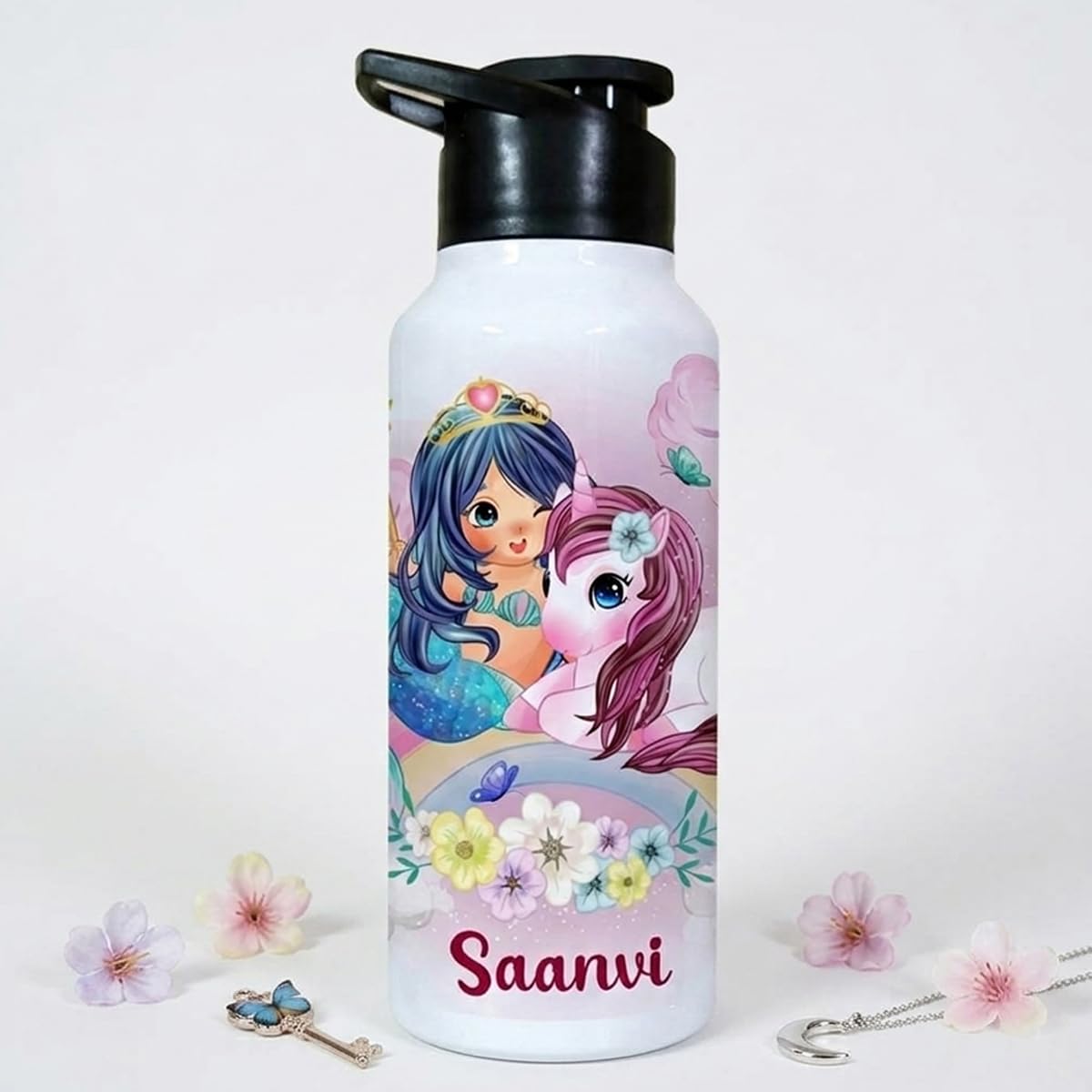 Personalized Mermaid Sipper Bottle - Custom Name Gift -1