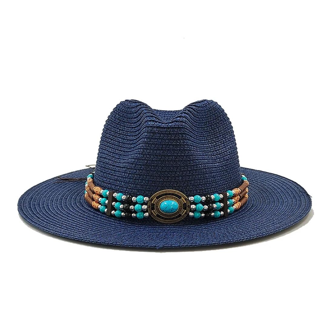 Accessori con Perline Cappello Estivo in Paglia Cappello Classico in Paglia Jazz Cappello da Sole da Viaggio per Donna e Uomo (09 6 3/4)