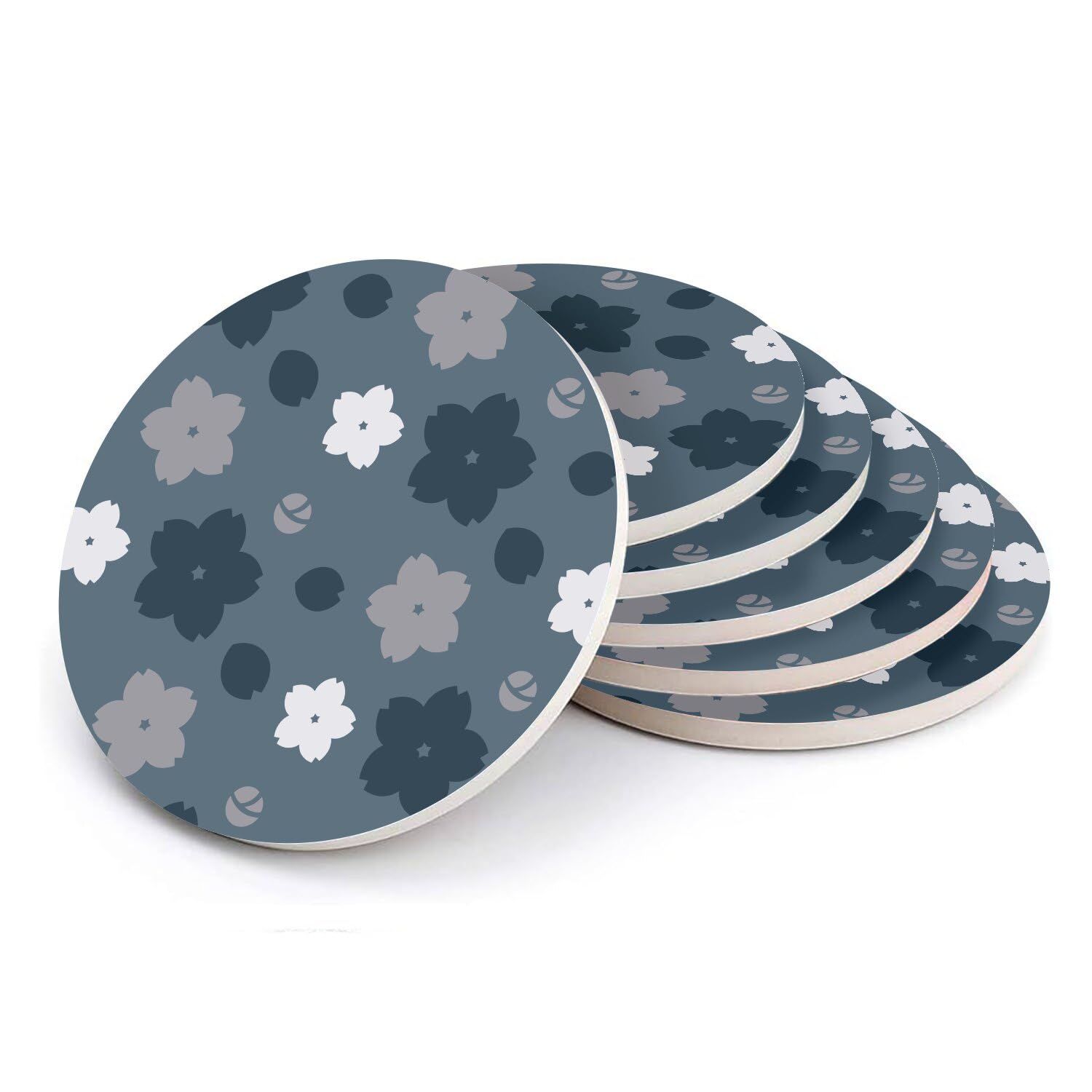 Sous-verre céramique japonais sakura : lot de 6 dessous de verre 11cm style kimono géométrique