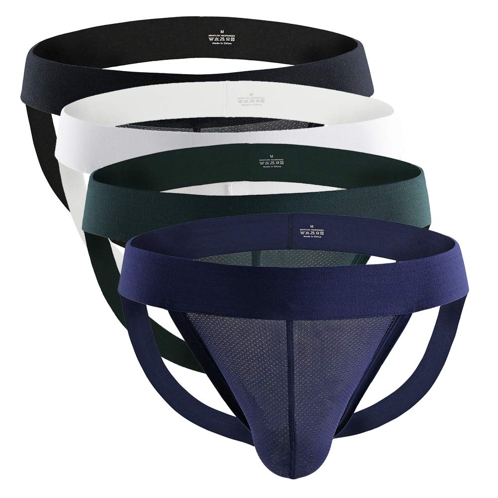 Billtop Men's 4 Pack Assorted 02 Jockstrap Mesh Pouch Athletic Supporters Underwear, Xxl
