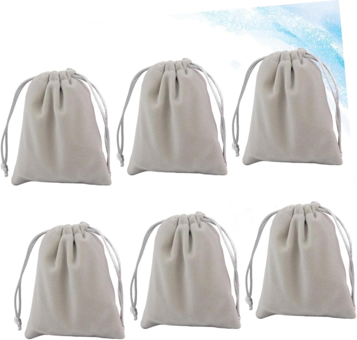 OHPHCALL 6Pcs Light Grey Soft Drawstring Jewelry Pouches for Storage image 3