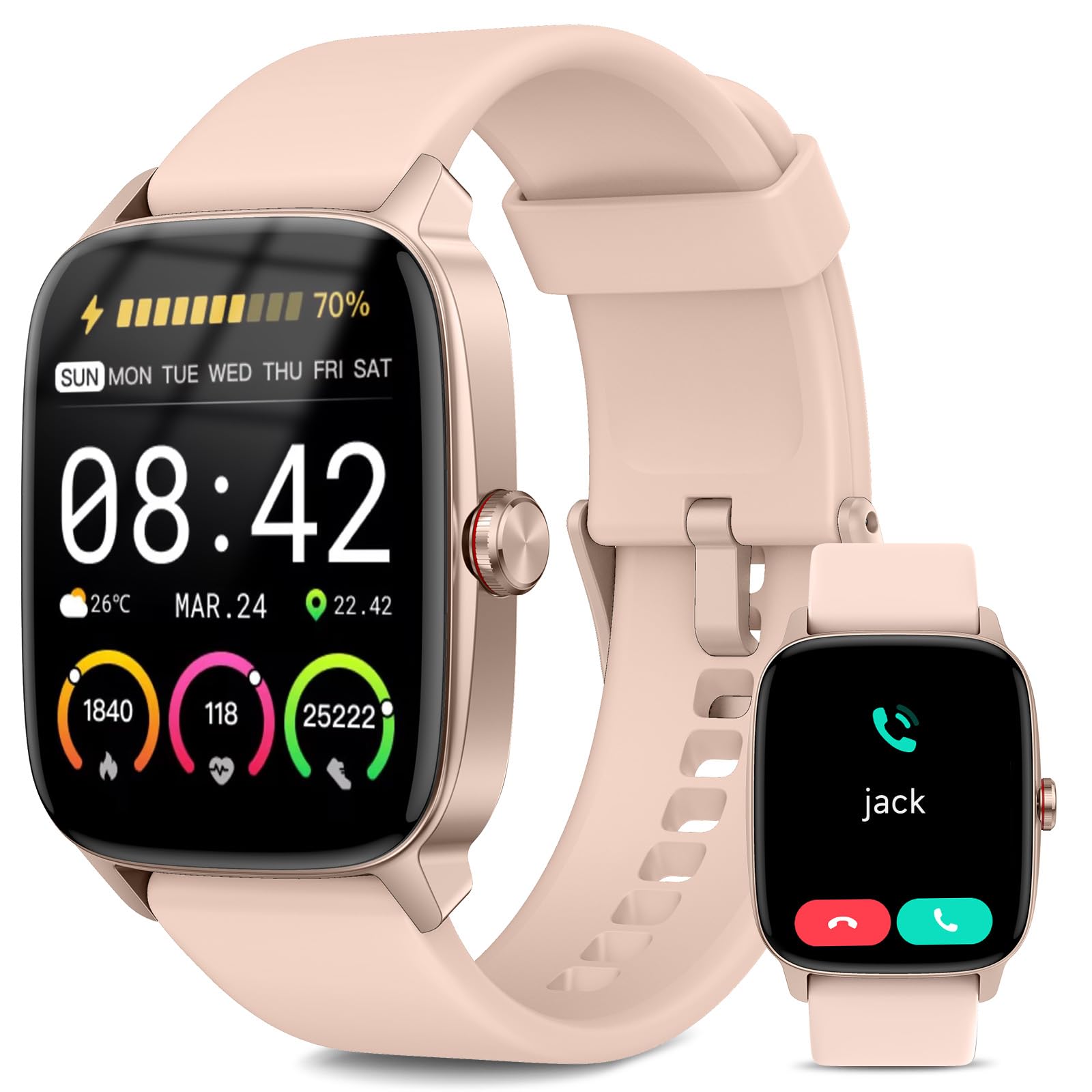 Smart Watch for Men Women, Bluetooth Call Smartwatch with AI Voice, 1.85" HD Fitness Watch, Heart Rate/Steps/Sleep Monitor, 100+ Sports Modes, IP68 Waterproof Watch for Android iOS