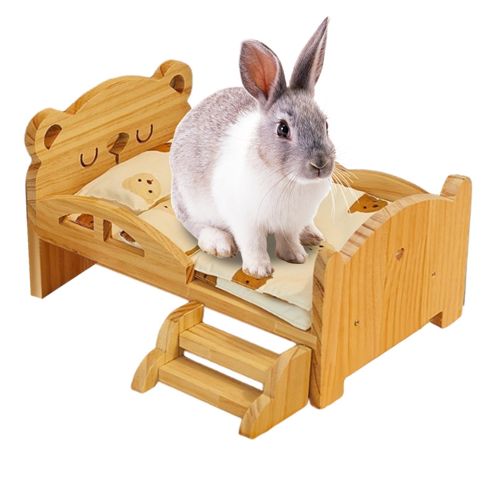 Cama de Animales Pequeños de Descanso y Reposo para Mascotas Pequeñas y | Cama Baja de Madera Natural para Jerbo Para Hámster Enano Hámster Común Chinchilla Conejo Erizo Hurón y