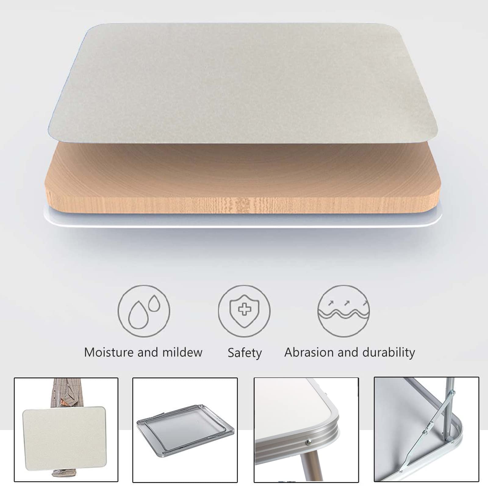 Stoły piknikowe 80 cm z uchwytem do noszenia, biały, przenośny, składany, wytrzymała aluminiowa torebka stołowa, rozmiar kompaktowy, do jadalni, straganów, aktywności na świeżym powietrzu