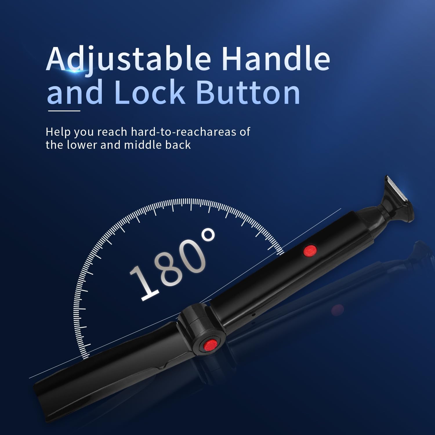 Back Shaver for Men, Electric Back Shaver Hair Trimmer, Mens Back Shaver with 2 Shock Absorber Flex Heads, Rechargeable Back Razor for Men with Adjustable Long Handle and Safety Blade