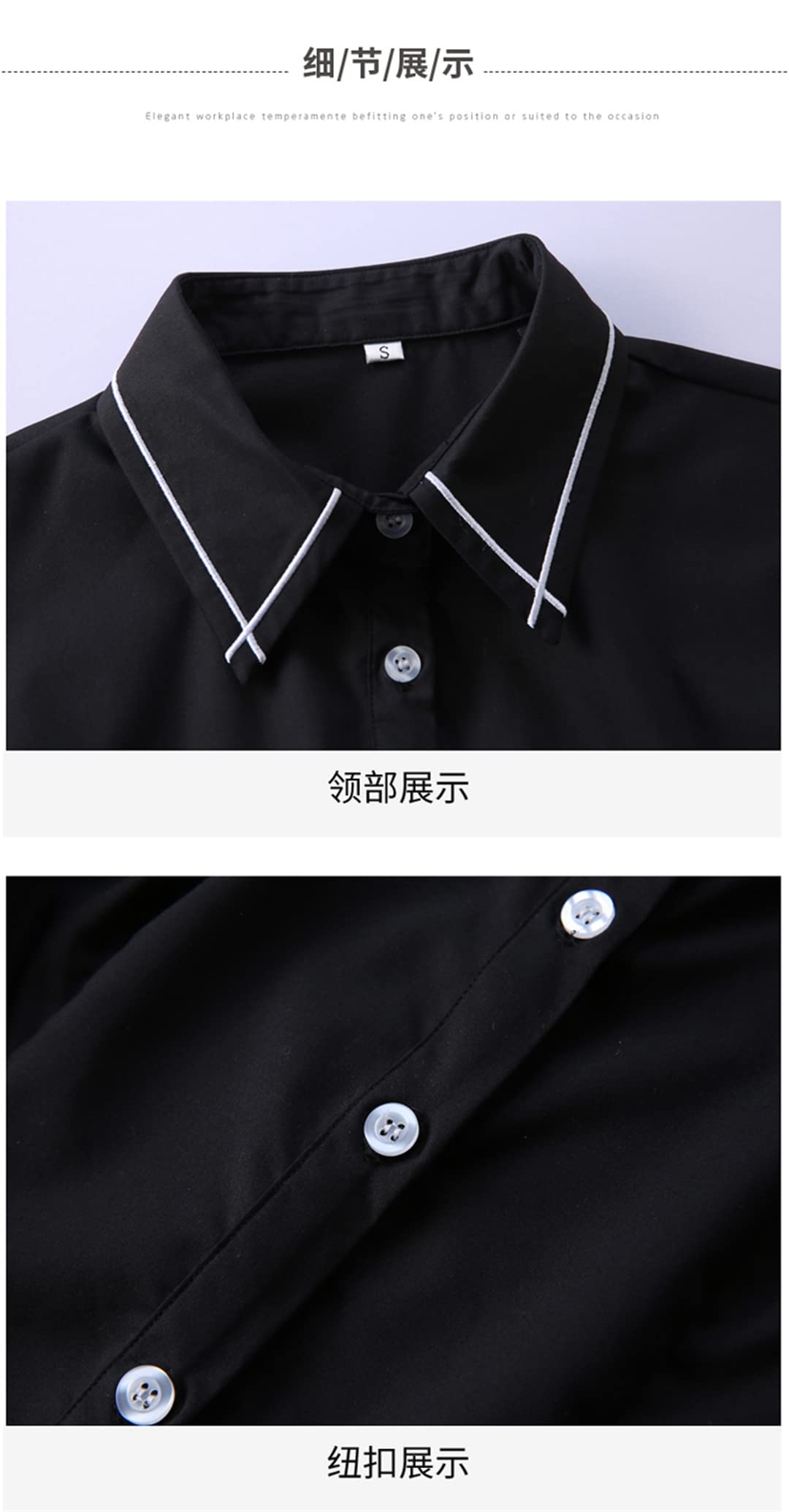 Camisa con Botones para Mujer, Blusa de Negocios con Cuello en V de Manga Corta para el Verano, Tops Formales Ajustados White XL