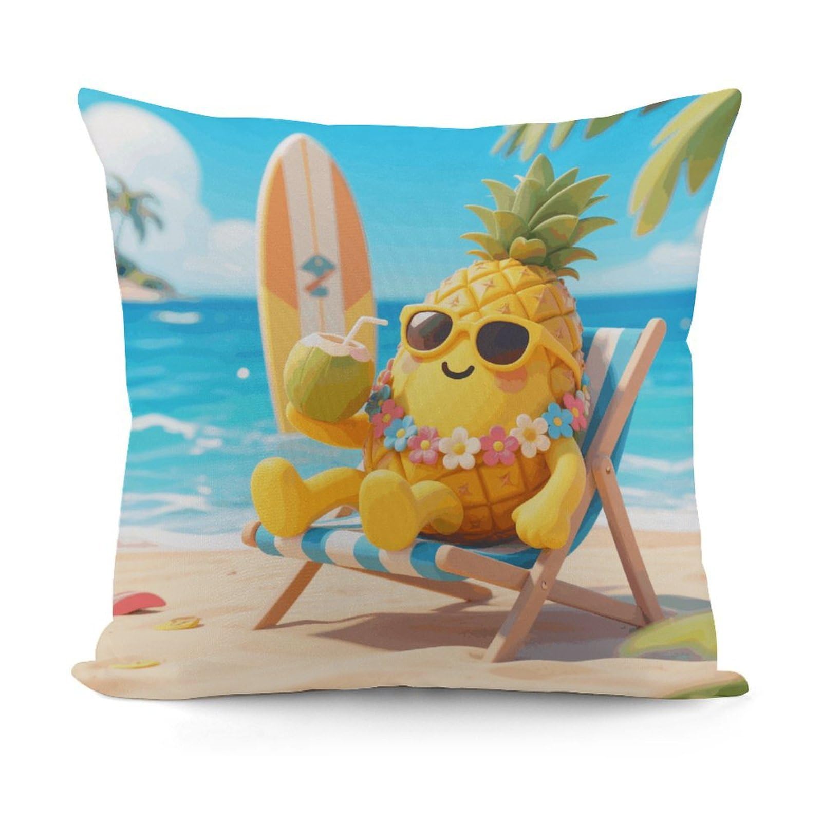 VstaDank Hawaiian Pineapple Throw Pillow Covers Fade-Resistant Removable Pillowcase Square Cushion Case Cozy Pillow Case Breathable Pillow Protector Soft Pillow Shams 18"x18"