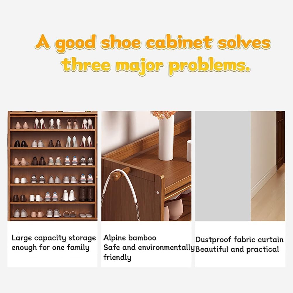 モダンで大容量のシューズキャビネット - 防塵多層隠しシューズラック 省スペース 玄関・廊下用 50x24x84cm (20x9x3